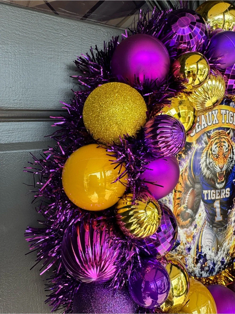 Geaux Tigers Purple & Gold Holiday Wreath